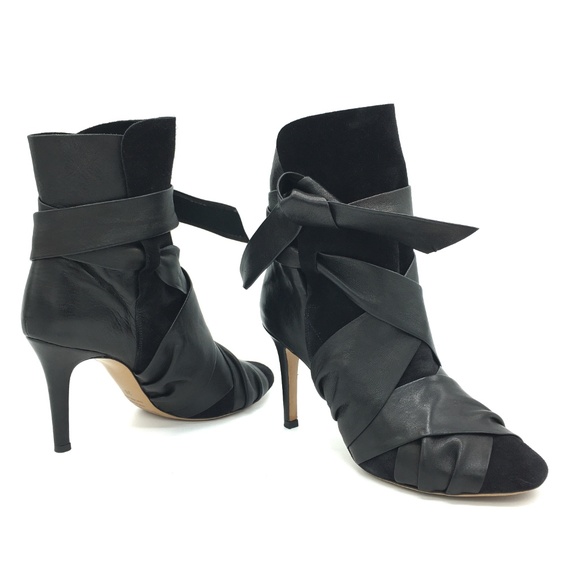 ISABEL MARANT Angie Calfskin Velvet Leather Bootie - Picture 5 of 8